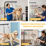 42" H Adjustable Height Dog Grooming Arm with double Clamp, Dogs Grooming Table Arm with Loop Noose and No Sit Haunch Holder, Perfect dog restraint for Small & Medium Dogs，Arm for Grooming Tables
