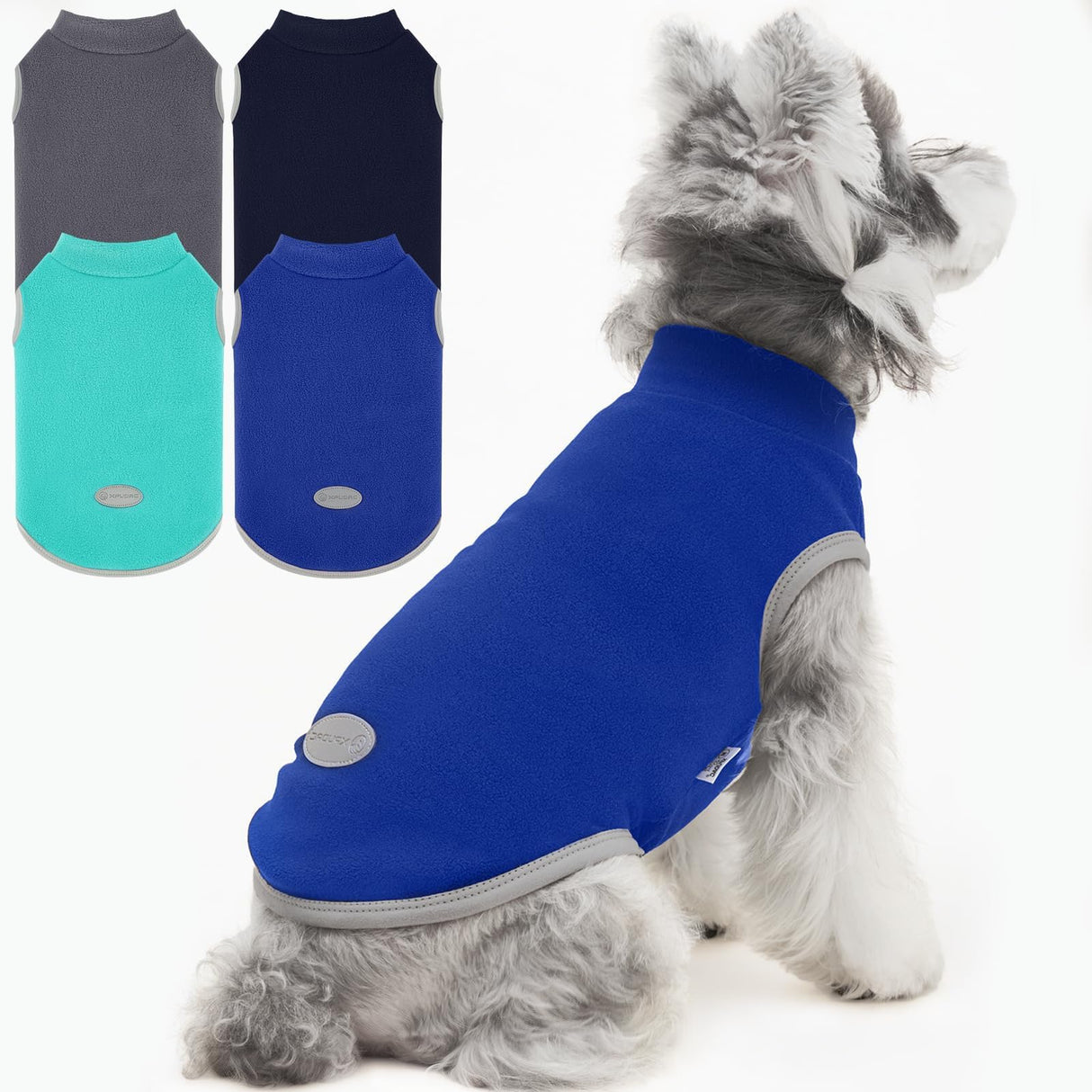 XPUDAC 4 Pack Fleece Dog Sweaters Vest Soft Lightweight Breathable Doggie Clothes for Small Medium Large Dogs Boy Winter Warm Pet Pullover Jacket Sweatshirt Puppy Coat, 511-XL