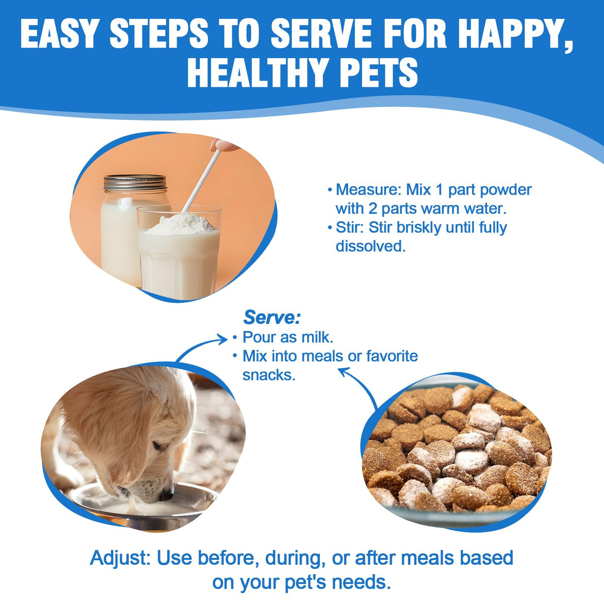 Olassubd Goat Milk Powder Cat & Dog Calming Pet Goats Milk Calm Treats Anxiety Relief Contains GABA Designed for Pets with Anxiety Stress and Hyperactivity Supports Immune Skin and Bone Health