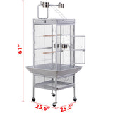 ZENY 61-inch Large Parrot Cockatiel Bird Cages with Wrought Iron Play Top, Aviary with Rolling Stand for Sun Parakeet Quaker Conure Lovebird Budgie Finch African Grey White Birdcage (White)