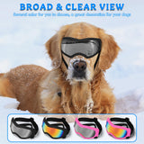 Dog Sunglasses Dog Goggles Pet Glasses Pet Eyewear with Adjustable Strap, Glasses for Medium Large Dog Swimming Skating Glasses UV Proof Windproof Dustproof (Black Frame + Gray Lens)