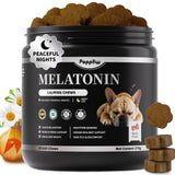 POPPAW Melatonin for Dogs, Calming Chews with Valerian Root & L-Theanine for Sleep Aid & Emotional Support, Calming Treats for Stress Anxiety Relief - Thunder, Fireworks, Barking, Bacon Flavor, 90Ct