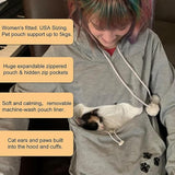 XUDREZ Unisex Big Pouch Hoodie Long Sleeve Pet Dog Holder Carrier Sweatshirt Hooded Pocket Kangaroo Hoodie (Black,L)