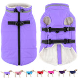 Dogcheer Dog Coat with Harness, Waterproof Dog Jacket Adjustable Winter Coat with Zipper, Christmas Puppy Snow Jacket Fleece Sweater for Small Medium Large Dogs - Taro Purple 3XL
