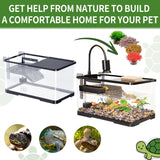 (Tank + Light +Pump + Filter + Filter Balls) Turtle Tank Kit, Turtle Tank Starter Kit,Bottom Drainage, Multi-Function Areas for Turtles, Crabs,Fishes, Amphibians,Reptiles. (21.65 x 12.28 x12.28 Inch)