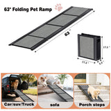63" Long &17" Wide Heavy Duty & Portable Dog Ramp, Folding Pet Ramp for Large Dogs up to 250LBS, Non-Slip Car Ramp for SUV, Truck Easy Loading