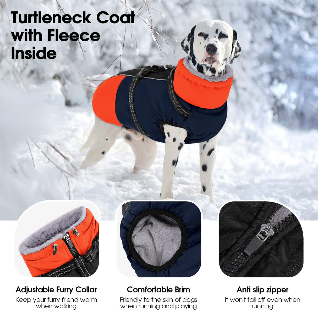 SUNFURA Dog Coat for Small Dogs, Warm Dog Winter Jacket with Harness Built in, Waterproof Pet Snow Jacket Fleece Cold Weather Coats for Puppy Chihuahua, Maltese, Blue XS