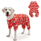 SCENEREAL Christmas Dog Pajamas for Small Medium Large Dogs Girl Boy, Cute Snowman Pet Clothes Sweater Puppy Winter Coat, Soft Xmas Doggie Onesie Cat Jammies Pjs Outfits, Red XL