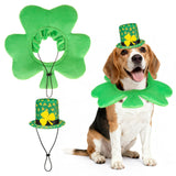 SCENEREAL Dog St Patricks Day Outfit, Irish Clover Hat & Scarf Costumes Set for Small Medium Dogs, Funny Pet Holiday Clothes Green Collar Headband, Puppy Large Cat Cosplay Party Apparel Accessory