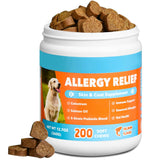 Dog Allergy and Immune Chews 200PCs Skin and Coat Itchy Relief Anti Itch Immune Bites for Dogs, Helps Repair Skin Ears Paw Licking, 5 Probiotics Blend Gut Health for Sensitive Seasonal Allergies