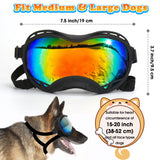 Dog Goggles for Large Dogs, UV Protection Dog Sunglasses, Adjustable Strap, Windproof、Dustproof、Anti-Fog Eye Protection Sunglasses for Large and Medium Dogs (Black Frame)