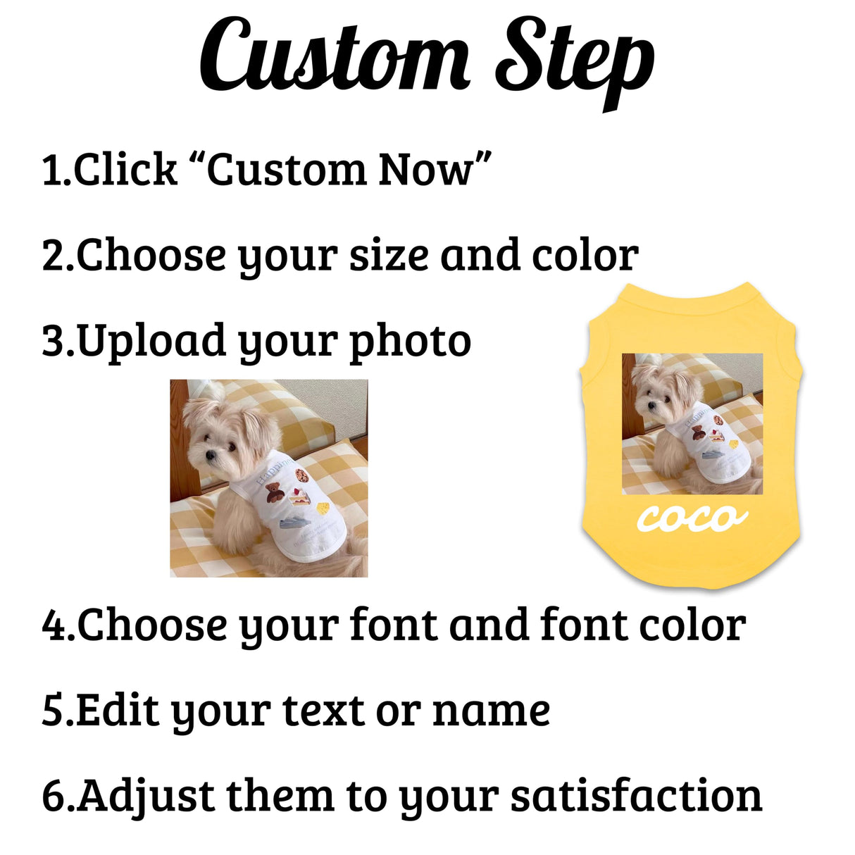 Custom Dog Shirt, Personalized Summer Breathable Pullover Pet Outfit With Name/Text/Photo/Logo for Dogs Puppy Cats Kitten