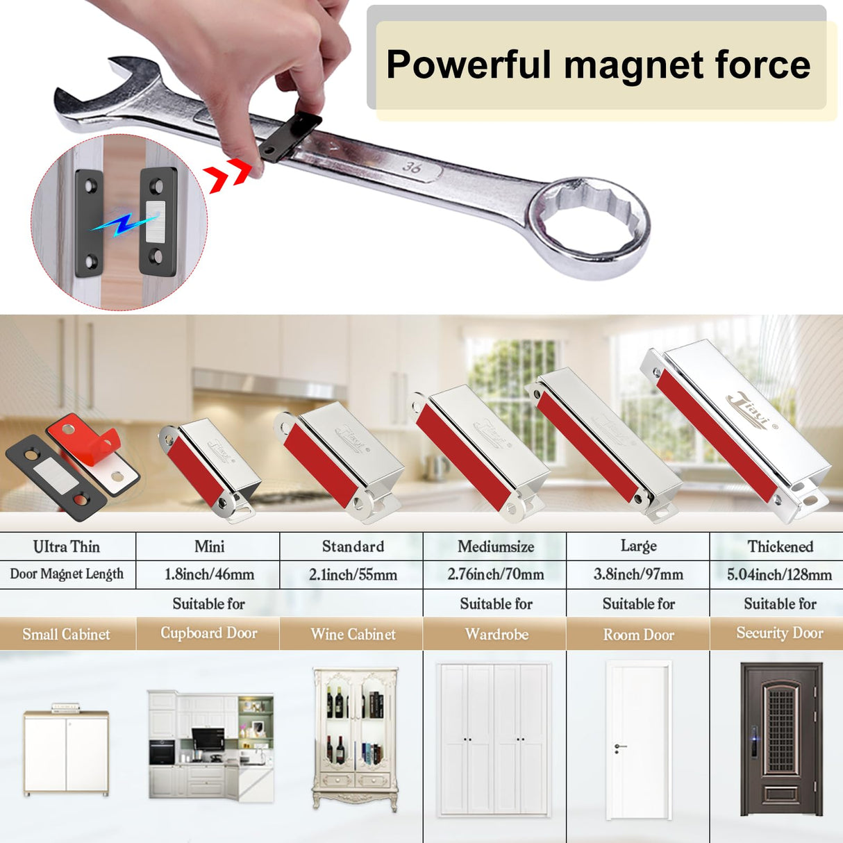 Cabinet Magnetic Catch 4 Pack Ultra Thin Cabinet Door Magnets Stick on Drawer Magnets Cabinet Latch Magnetic Closures for Cabinets Kitchen Closet Door Closing Magnetic Door Catch Closer
