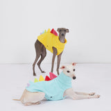 ESCCBOO Italian Greyhound & Dachshund Dog Fleece Dinosaur Sleeveless Onesie, Cozy Turtleneck Costume Outfit for Mini Dachshund Italian Greyhound Whippets (Blue, XX-Large)