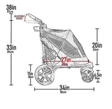 Pet Gear NO-Zip Pet Stroller with Dual Entry, Push Button Zipperless Entry for Single or Multiple Dogs/Cats, Pet Can Easily Walk in/Out, Gel-Filled Tires, Navy, Excursion