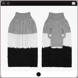 EXPAWLORER Dog Sweater with Leash Hole - Large Dogs Fall Sweaters for Girls Boys,Classic Turtleneck Knitwear Dog Clothes for Cold Weather, Cable Knit Dogs Outfit,Coat,Pet Apparel(Black&Grey,L)
