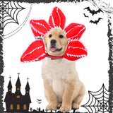 Pet Demon Hat Costume Scary Halloween Dog Headband Demogorgon Costume Headgear Props Cosplay Outfits Cute Clothes for Small Medium Dogs Puppy Cat Kitten Monster Headwear Devil Decorations