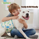 LovinPet 3-Layer Dog Belly Warmer Calming Wrap, Adjustable Abdominal Protector for Medium and Large Dogs, Anti-Chafe Moisture Barrier, Memory-Foam Core + Mesh Lining, Dinosaur Print,White