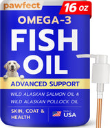 PAWFECTCHEW Fish Oil for Dogs - Natural Omega-3 - Skin & Coat Support - Liquid Food Supplement for Pets - Natural EPA + DHA Fatty Acids for Joints, Immune & Heart Health 16oz - Pollock & Salmon Oil