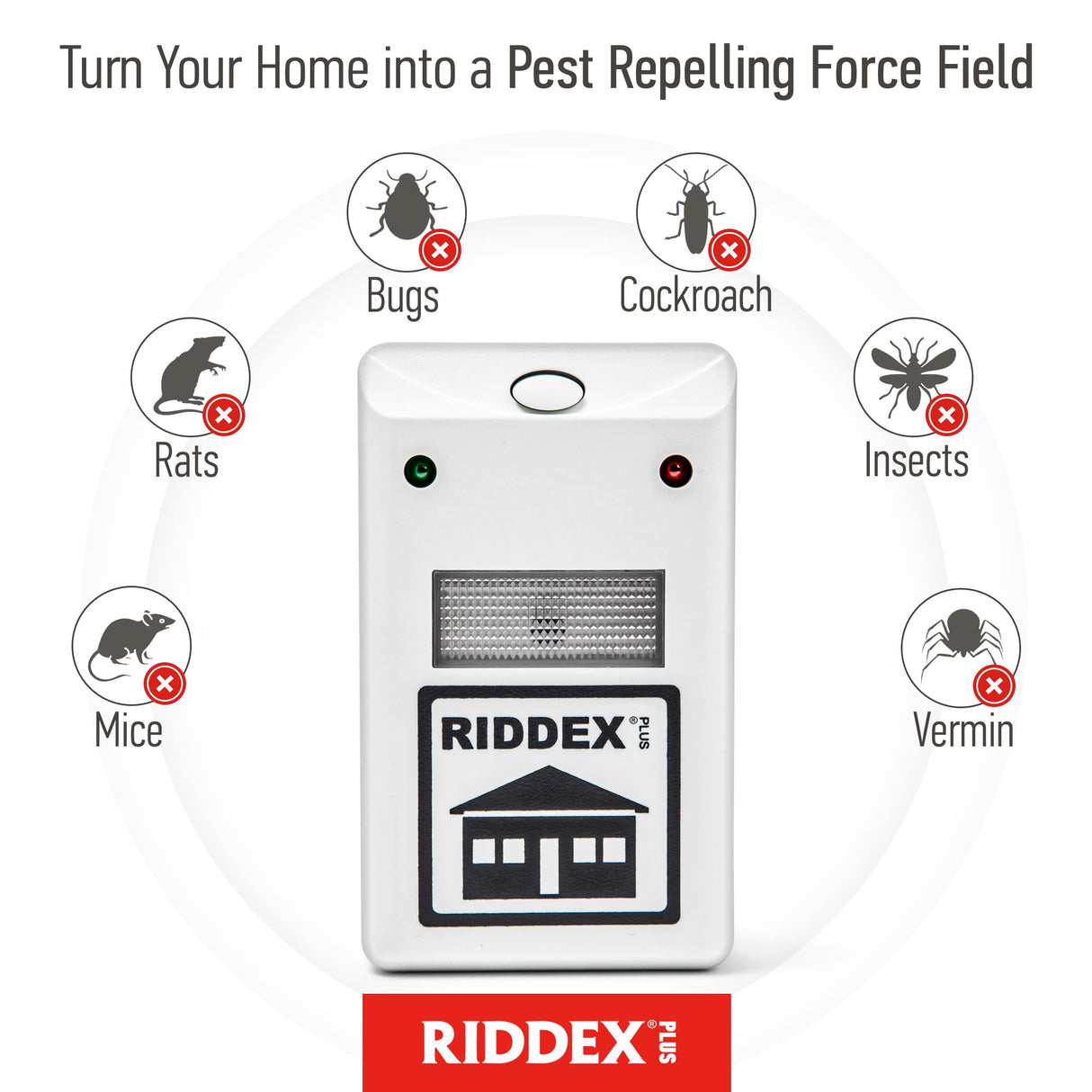 RIDDEX Plus Insect Repellent | Plug in, Mouse Deterrent - Pest Control for Defense Against Rats, Mice, Roaches, Bugs and Insects | Control Pests with No Chemicals or Poison | 2 Pack White