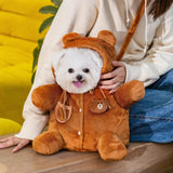 Layheld Cat Puppy Plush Outing Backpack Cute Bear Bee Design Anti-Escape Bag for Kitten Cat Small Dog Gift Choice