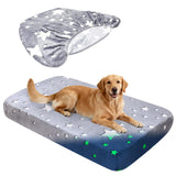 Hoopttay Flannel Waterproof Dog Bed Covers Replacement Washable, Elastic Edged Dog Bed Sheet with Glow in the Dark Star Design for Large & Medium Pet Beds, Cover Only (Gray, 52.0"L x 28.0"W x 5.0"Th)