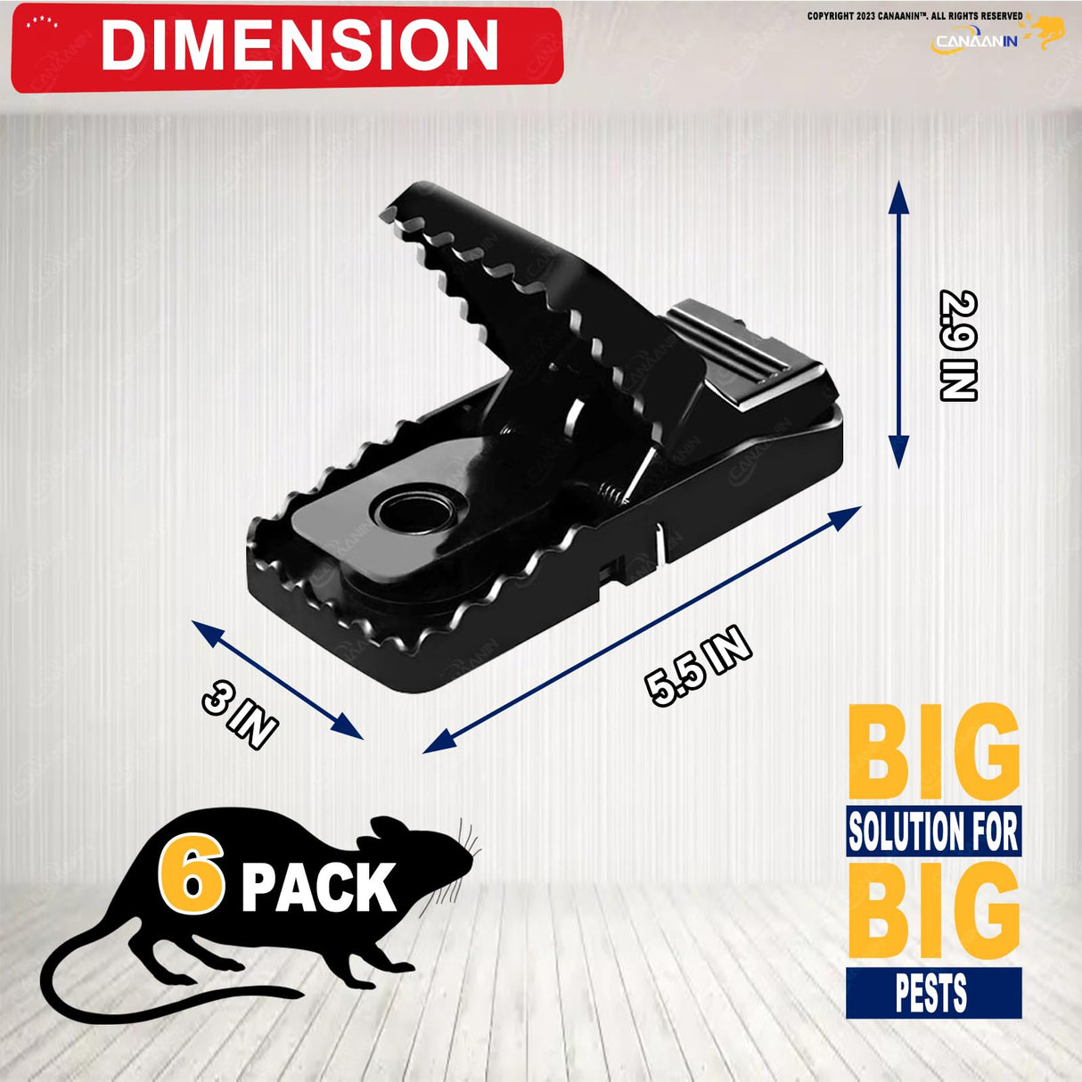 CANAANIN Large Rat Traps, Mouse Traps That Work, Excellent Traps for Gophers, Snap Traps for Indoor Outdoor, Quick Effective Sanitary Safe, Snap Trap for Mouse, Chipmunk, Safety and Friendly 6 Pack