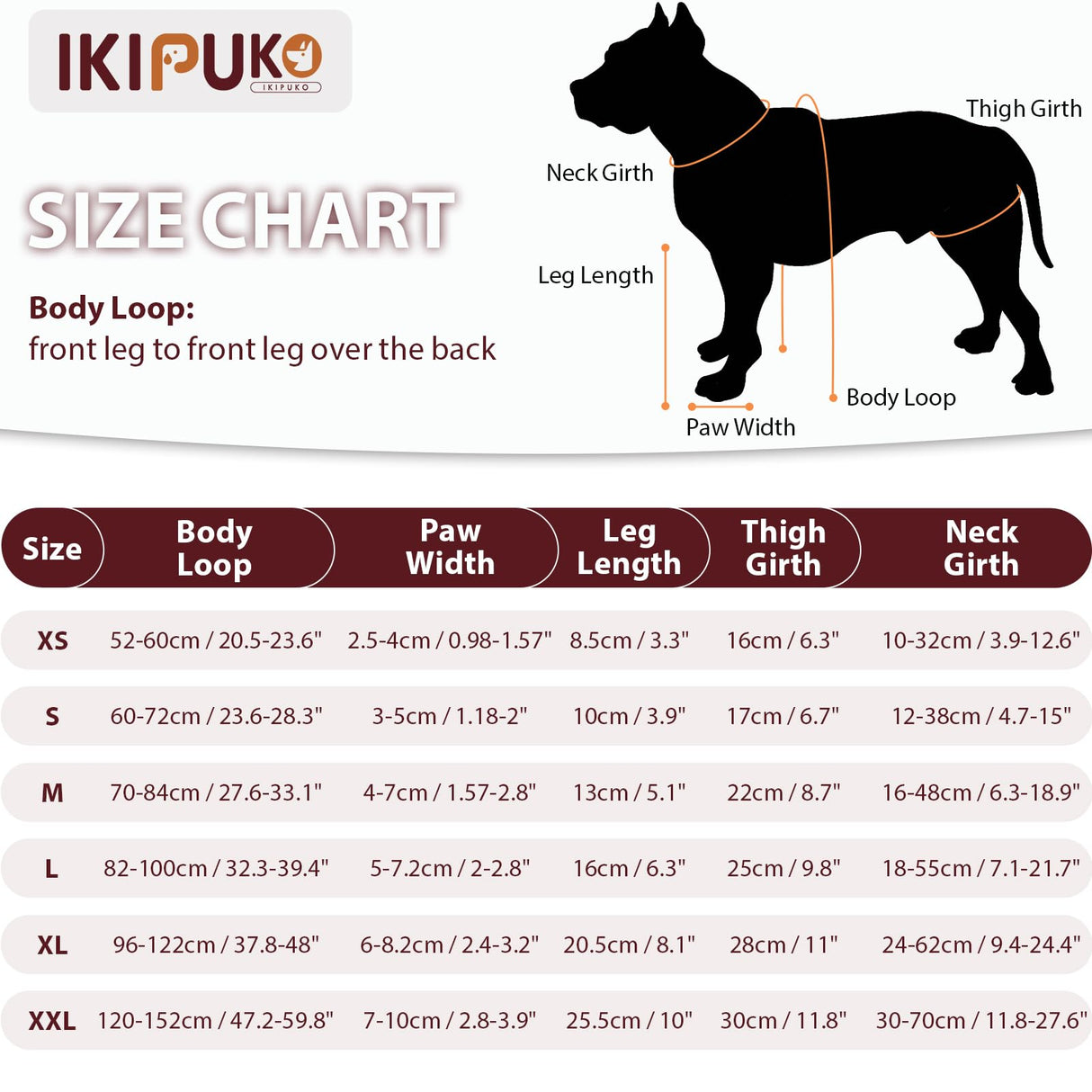 IKIPUKO Dog Suspenders Boots, Winter Snow Shoes for Large Dogs, Waterproof Dog Boots for Rain Mud, Anti-Slip Stay-On for Active Dogs, Adjustable Reflective Paw Protector for Walking Hiking, 2XL Orange