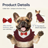 Supet Dog Tuxedo and Bandana Set with Bow Tie, Formal Outfit for Wedding Birthday Party Graduation Valentines, Pet Suit Clothes for Large Medium Small Dogs (Burgundy, M)