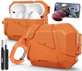 AirPods Pro 3rd Case (2025 New),Secure Lock & Phone Stand Design Compatible with Airpods Pro 3 Generation Cover with Cleaner Kit-Orange