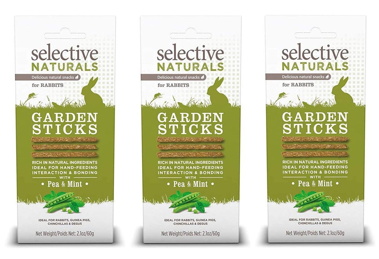 Supreme Petfoods 3 Pack of Selective Naturals Garden Sticks Rabbit Treats, 2.1 Ounces each, with Pea and Mint
