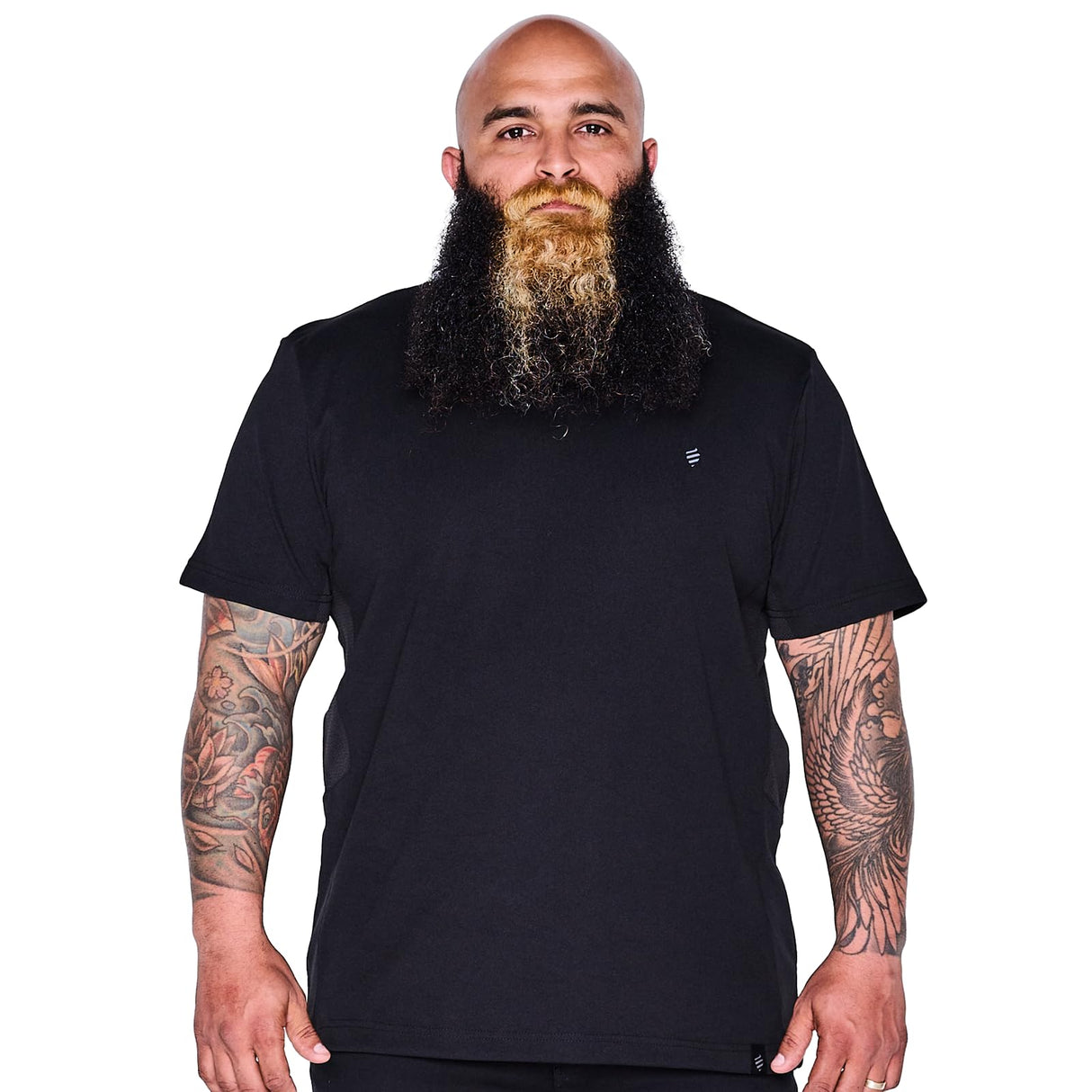 Barber Strong The Barber Tech Tee, Men's Black, Hair Repellent, Ultra Lightweight T-Shirt with Breathable Vented Side Panels, Moisture-Wicking 4-Way Stretch Fabric, Size Medium, Great for Pet Grooming