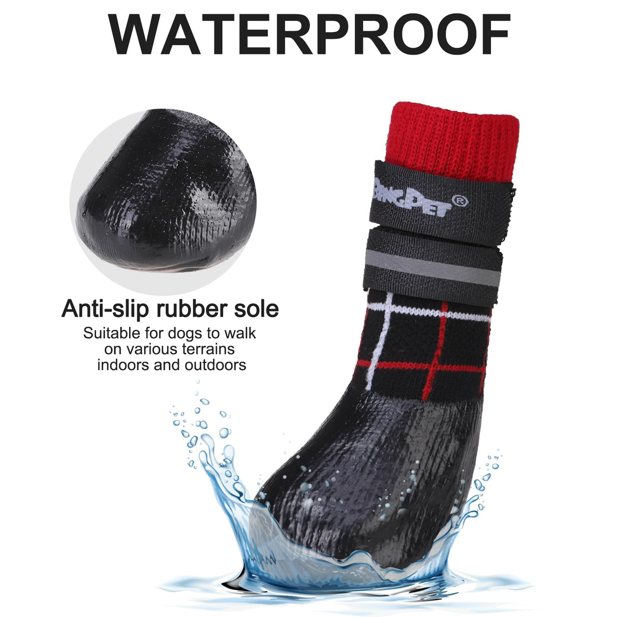 BINGPET Anti-Slip Dog Socks for Hardwood Floors,Injury Prevent Licking Dog Booties,Traction Control Paw Protector Dog Shoes for Hot Pavement with Reflective Straps for Small Medium Large Dogs
