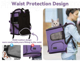 PETSFIT Dog Backpack Carrier with Upgraded Waist Protection, Pet Carrier Backpack Designed for Small Dogs/Cats, Fully Ventilated Collapsible Cat Backpack for Outdoor Traveling Hiking Camping Purple