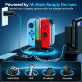 Switch Joycon Charger for SW 1 Model with 9 RGB Light Modes, Switch Controller Charger Stand with LED Indicators, SW Charging Dock Station for 4 Joycon Charging