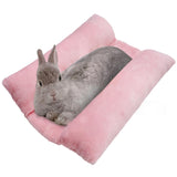 MEWTOGO 15.7" x 14" Bunny Bed for Rabbit Cage - Thickened Soft Prevent Sore Hocks Plush Mat with Cotton Lounger Pillows, Small Animal Flop Mat for Hutch Sleeping Indoor, Pink