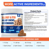 Dog Allergy Chews - Itching Skin Relief - 180 Chews Natural Dog Allergy Relief Treatment for Paw Licking, Anti-Itch, Dry Skin, Hot Spots, Allergies & Immune Support Supplement