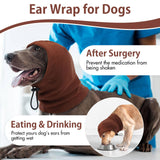 IDOMIK Dog Calming Hoodie,Ear Wraps for Dog to Calm Anxiety,Doggy Ears Head Cover for Noise Protection,Snoods for Pets Grooming Force Drying Fireworks,Pet Hematoma Ear Wrap Headband,Coffee,L