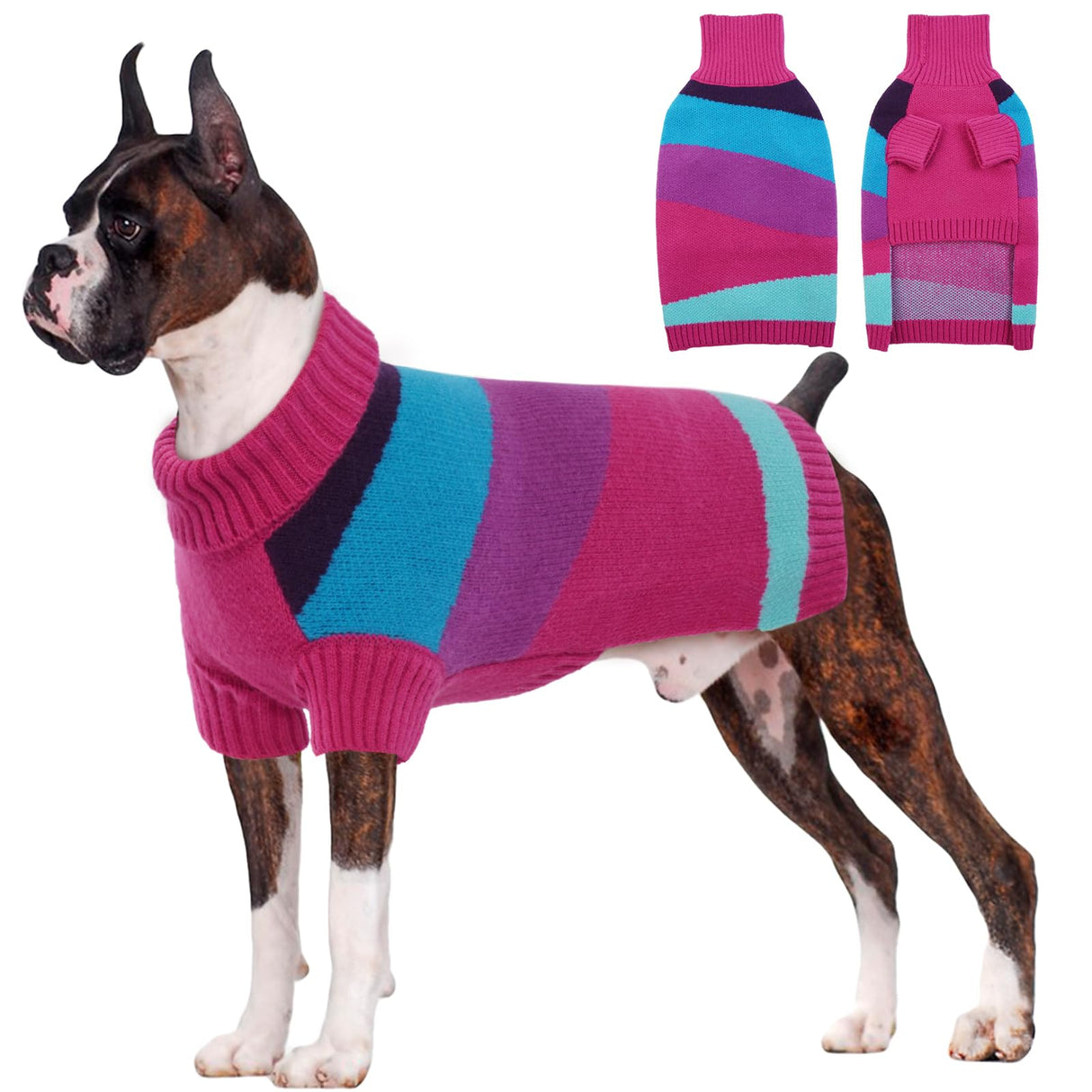 OUOBOB Turtleneck Fall & Christmas Dog Sweater - Pullover Warm Extra Large Size, 3XL - Knitwear for Labrador, Golden Retriever, Doberman, Boxers