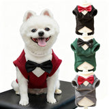 SSEISS 4 Pcs Formal Dog Tuxedo with Bowtie, Wedding Pet Hoodie Suit, Winter Pet Costume, Prince Dogs Shirt, Bride Clothes for Small Medium Large Dogs (S)