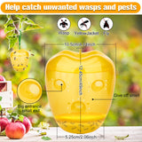 Protecker Wasp Trap Bee Traps Catcher, Wasp Traps Outdoor Hanging, Wasp Repellent Trap Deterrent Killer Hornet Insect Catcher, Non-Toxic Reusable Yellow Jacket Trap (Yellow, 2 Pack)