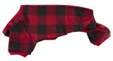 Red Plaid Christmas Clothes for Dogs Pajamas Onesie PJS, Back 23" XLarge