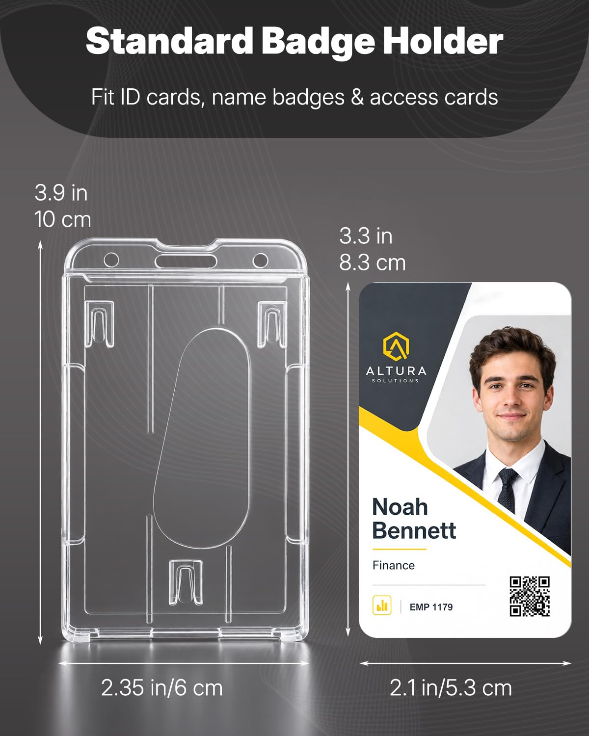 2 Pack Vertical 2-Card Badge Holder with Thumb Slot Hard Transparent PC Case Protector for Office School IDs Credit Cards Driver’s Licenses and Passes