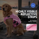 ASENKU Dog Life Jacket- High-Buoyancy Dogs Reflective Swimming Vest with Durable Handles for Small Medium Large Dogs - Pool, Beach, Boating(LightPink, XS)