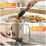 Kitchen Utensils Set - 33 PCS, Heat-Resistant Silicone Cooking Utensils Set with Wooden Handle, BPA-Free Kitchen Gadgets Spatula Sets with Holder for Nonstick Cookware (Black)