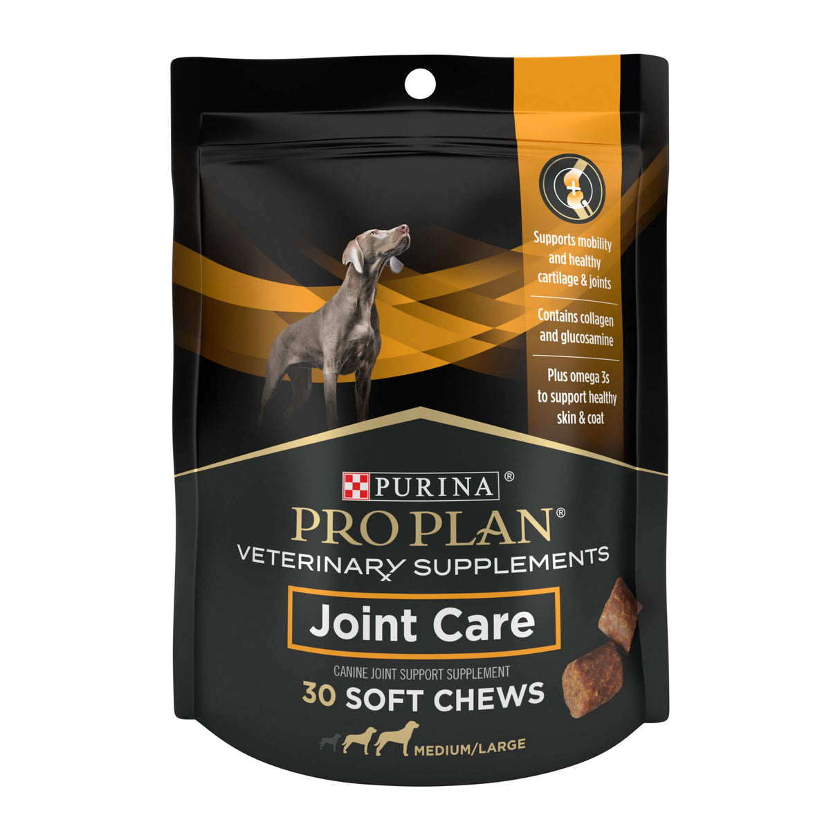 Purina Pro Plan Veterinary Large Breed Dog Joint Care Supplement with Glucosamine, Chondroitin, and Collagen to Support Hip and Joint Health – 30ct Pouch