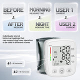 Blood Pressure Monitor Digital Wrist BP Machine Automatic BP Cuff (5.3 to 7.7 in) with 2 Users 180 Memory Voice Large LCD Display Adjustable Cuff USB Charging Carrying Case,White