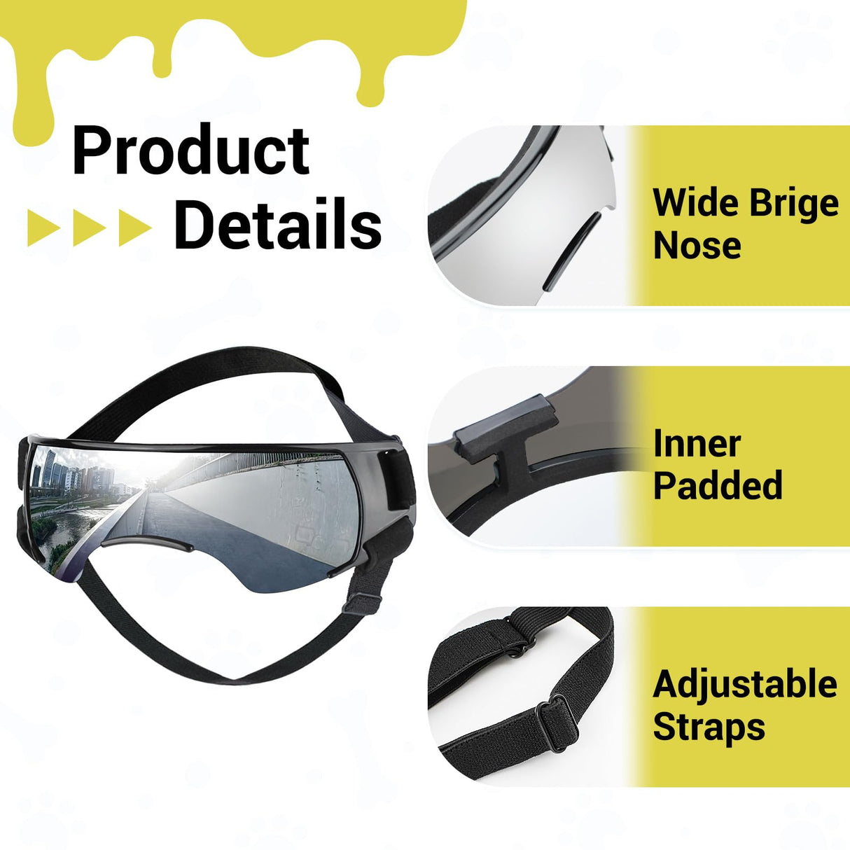 LESYPET Dog Helmet and Goggles for Small Dogs, UV Protection Dog Sunglasses Eye Protection Pet Motorcycle Helmet with Ear Hole for Riding, Windproof Dogs Goggles and Helmet Set, Silver and Black