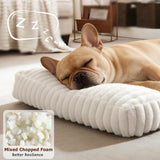XL Dog Bed, Flat Pet Beds with Removable Washable Cover, Pet Mat Cute Dog Crate Bed Thick Shredded Chopped Crate Foam & Anti Slip Bottom for Indoor, 42"x27"x4" Cream