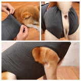 Dog Recovery Suit Abdominal Wound Puppy Surgical Clothes Post-Operative Vest Pet After Surgery Wear Substitute E-Collar & Cone(XXL, Grey)